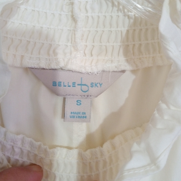 Belle Sky off white Cotton smocked long sleeve top women's size small - Picture 5 of 7